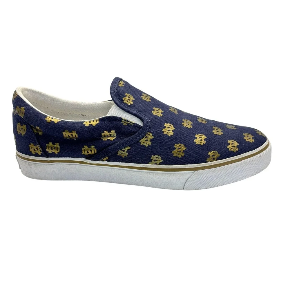 Notre Dame Fighting Irish Unisex Slip On Canvas Shoes‎ Gold Logo Size M6.5/W8